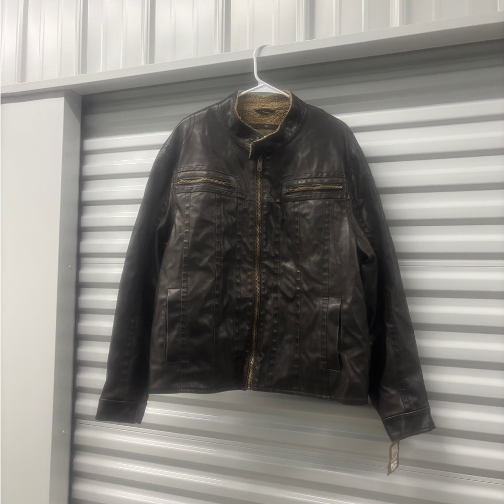 B&R Faux Leather Moto Jacket - Dark Brown 2XL, Tags Attached!